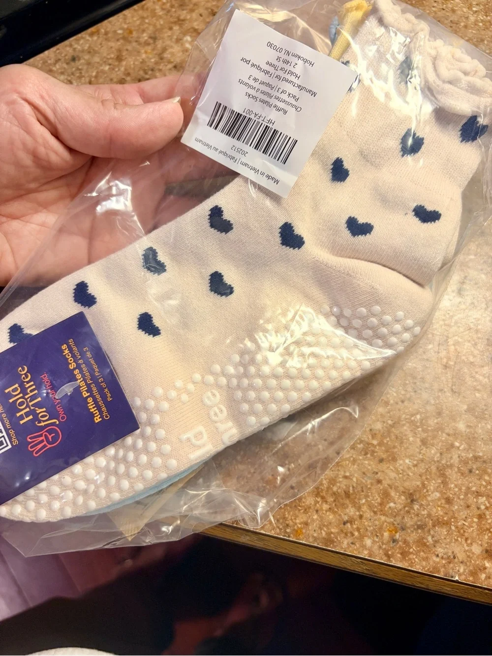 Hold For Three Pilates Ankle Socks - Pastel Blue, Yellow & Cream,  NWT
